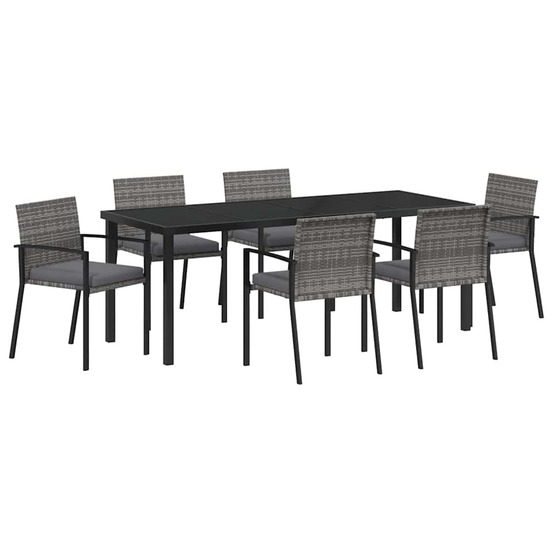 Ensemble de salle à manger pour jardin 6 pcs gris