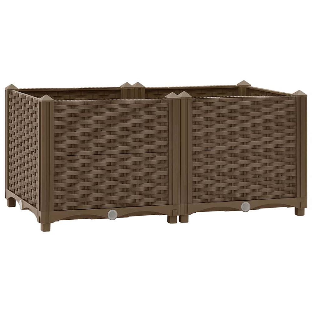 Carré potager surélevé polypropylène pour jardin balcon terrasse brun 80x40x38 cm