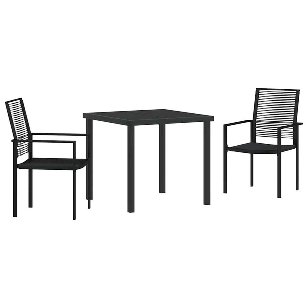 Ensemble de salle à manger pour jardin 3 pcs noir