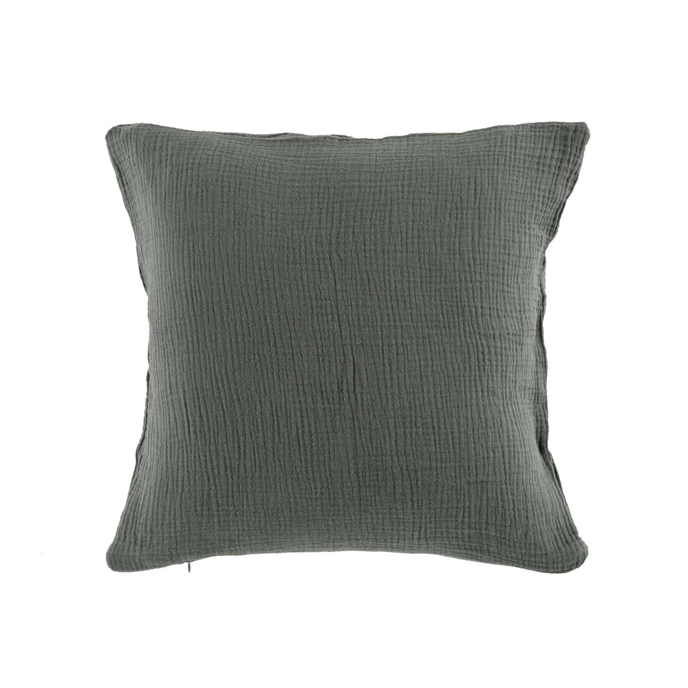 Coussin gaze de coton 40x40cm angeliase anthracite