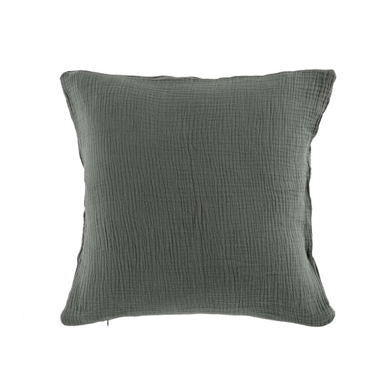 Coussin gaze de coton 40x40cm angeliase anthracite