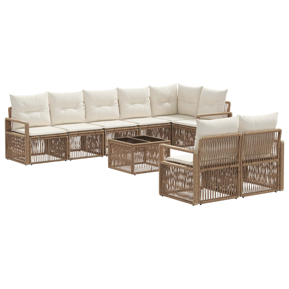 Ensemble de canapé de jardin 9 pcs beige polyrotin