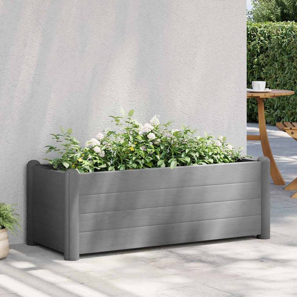 Jardinière rectangulaire 80l en polypropylène pour balcon et jardin gris 100cm