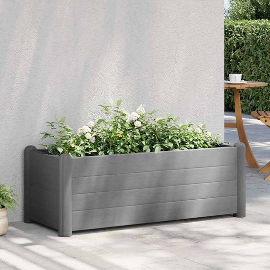 Jardinière rectangulaire 80l en polypropylène pour balcon et jardin gris 100cm