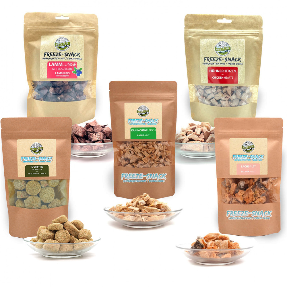 Snacks lyophilisés freeze pour chiens en set économique