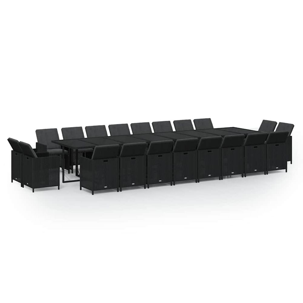 Ensemble à manger de jardin 21pcs coussins noir résine tressée