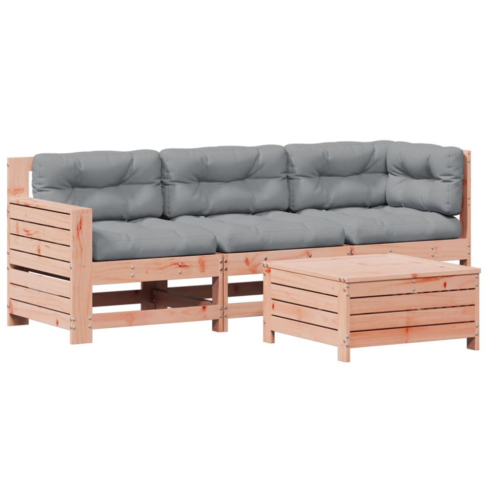 Salon de jardin 4 pcs avec coussins bois massif douglas
