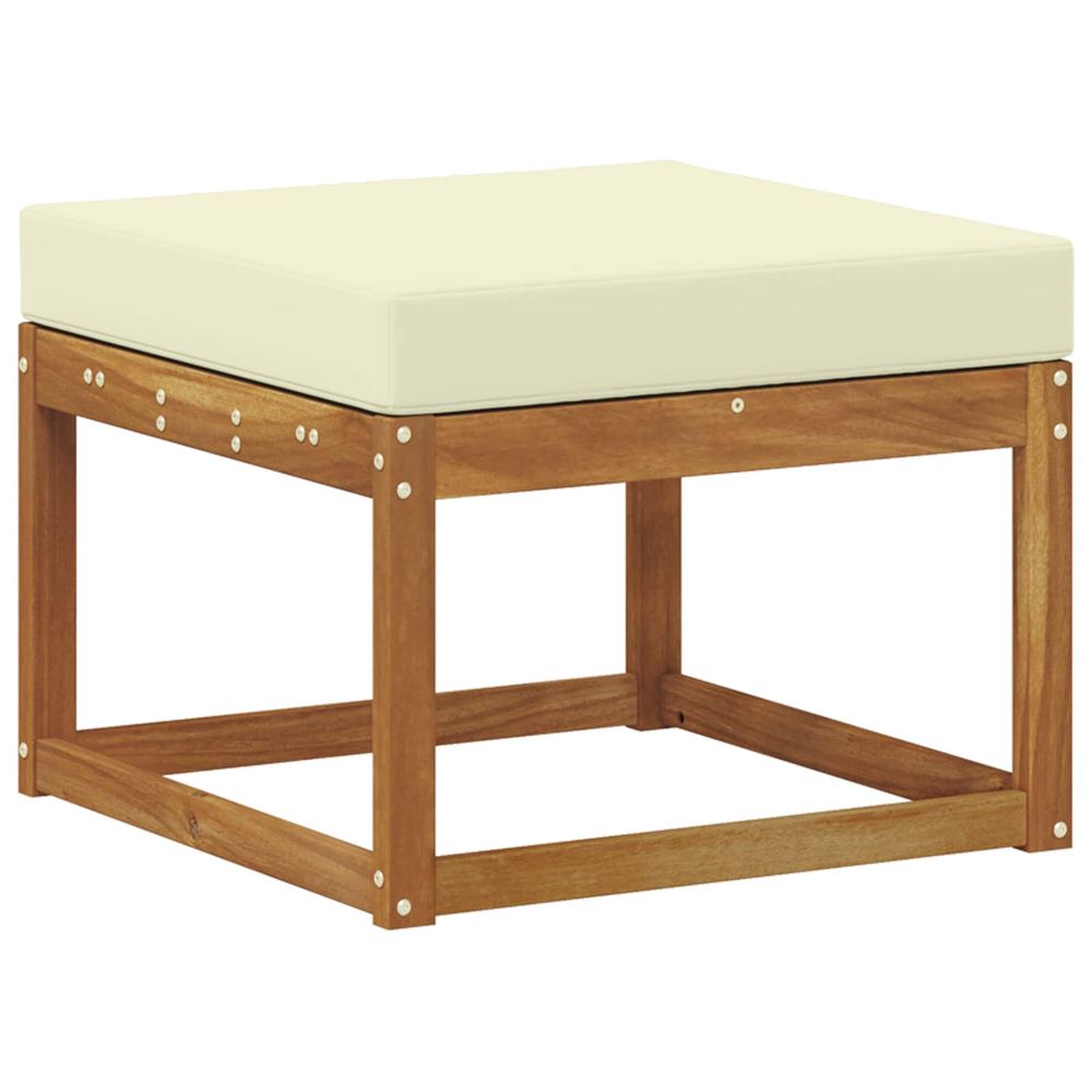 Pouf d'extérieur bois d'acacia massif naturel