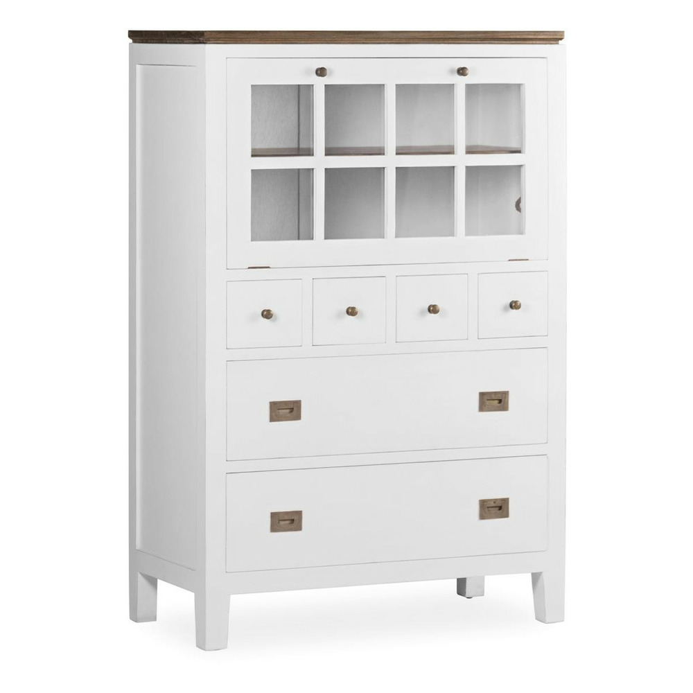 Commode 6 tiiroirs bronze bois blanc - mélicia décoration d'autrefois