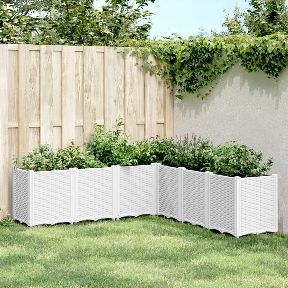 Grande jardinière modulable aspect rotin 160x160 cm polypropylène blanc