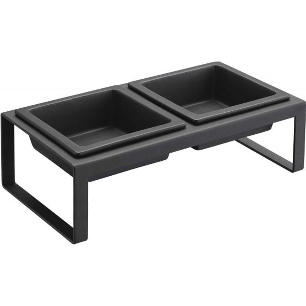 Double gamelle design surélevée pour chat tower noir