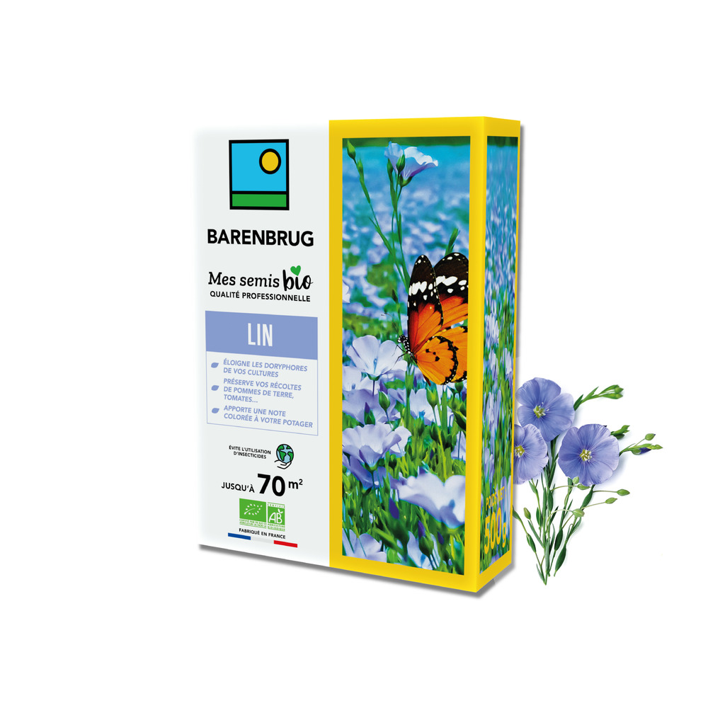 Barenbrug - lin - éloigne les doryphores des cultures - préserve les récoltes - apporte une note colorée au potager - 500g