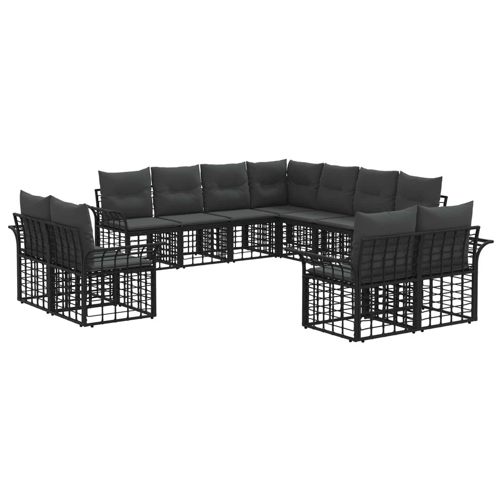 Ensemble de canapés d'extérieur 11 pc noir et gris foncé