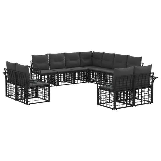 Ensemble de canapés d'extérieur 11 pc noir et gris foncé
