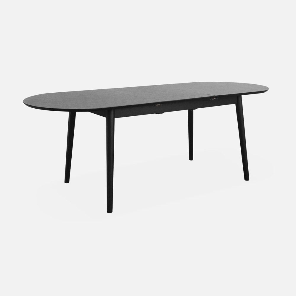Table à manger extensible noire ovale lisa 6 à 8 places. 160 à 210 cm
