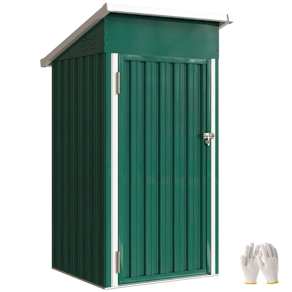 Abri de jardin acier galvanisé extérieur rangement outils toit incliné 107x91x185cm vert - comfortxl outdoor living