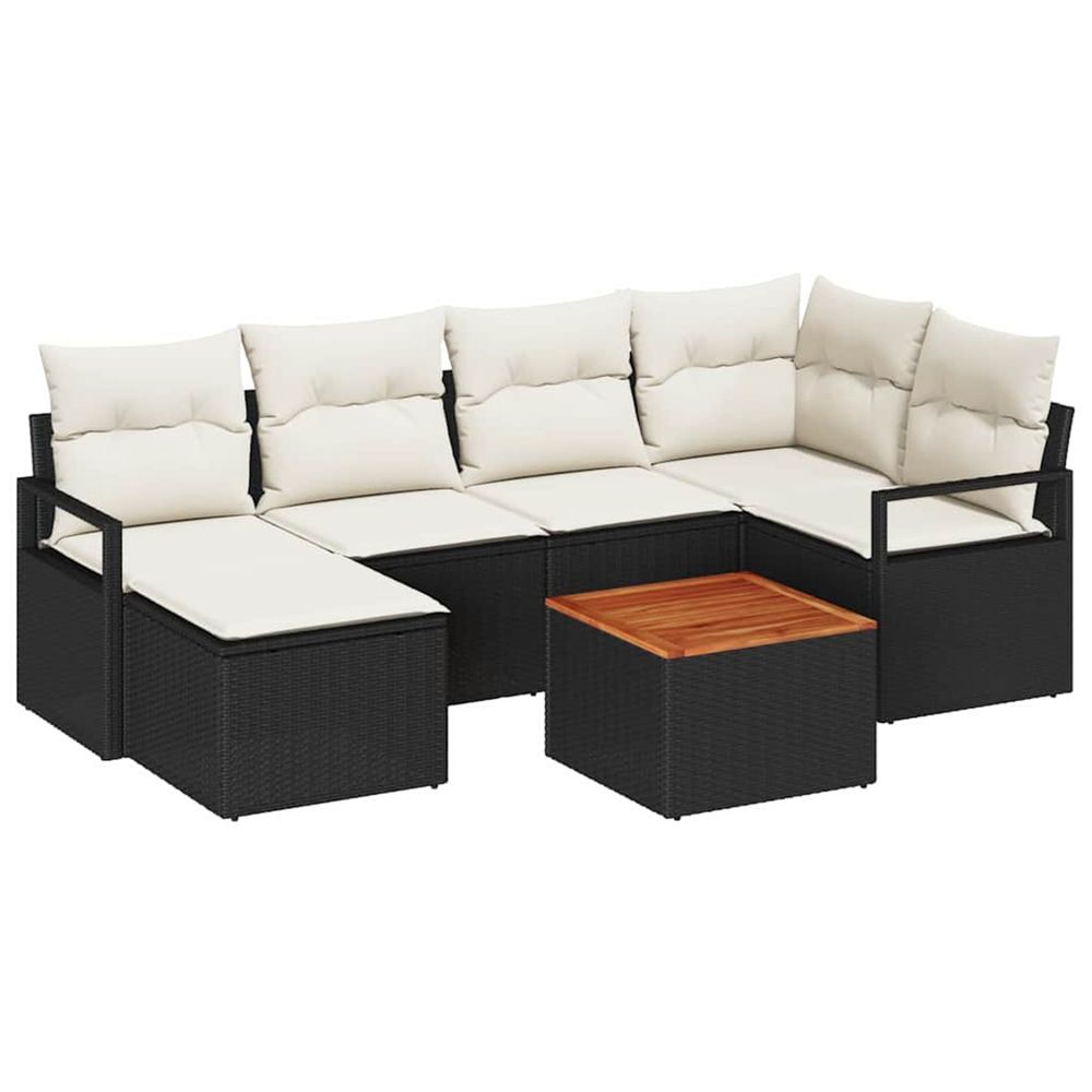 Ensemble de canapé de jardin 7 pc noir polyrotin