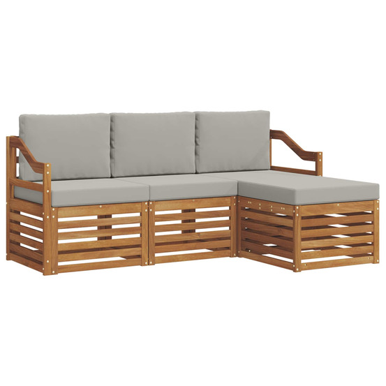 Ensemble de canapés d'extérieur 4 pcs gris naturel et clair