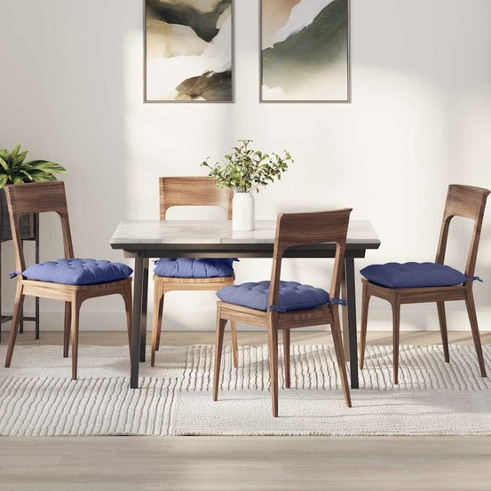 Coussins de siège 4 pcs bleu denim 40 x 40 x 6 cm tissu