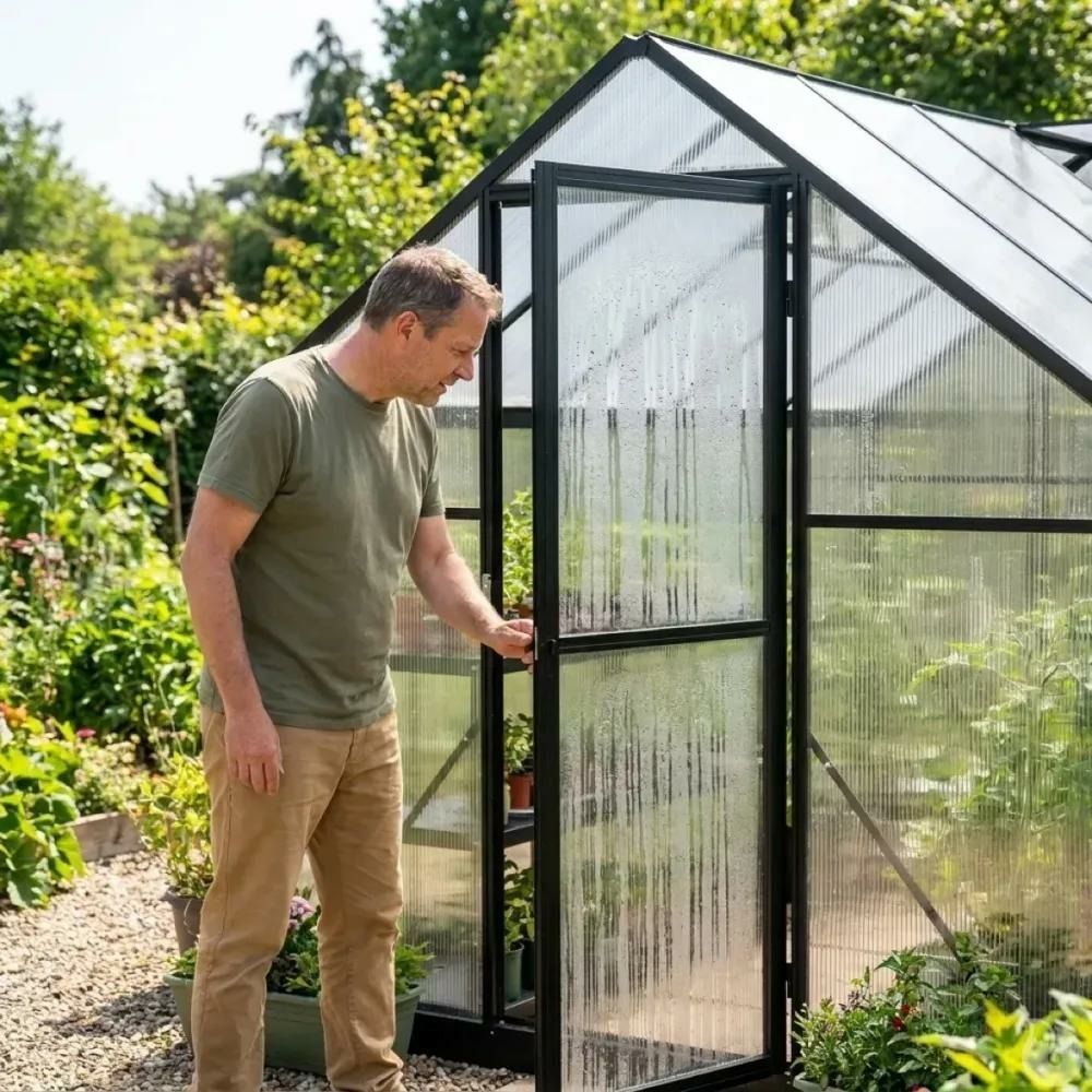Serre de jardin en aluminium et polycarbonate 5,17 m² - 292x177x192 cm