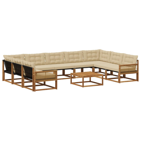 Ensemble de canapés d'extérieur 10 pcs naturel et beige