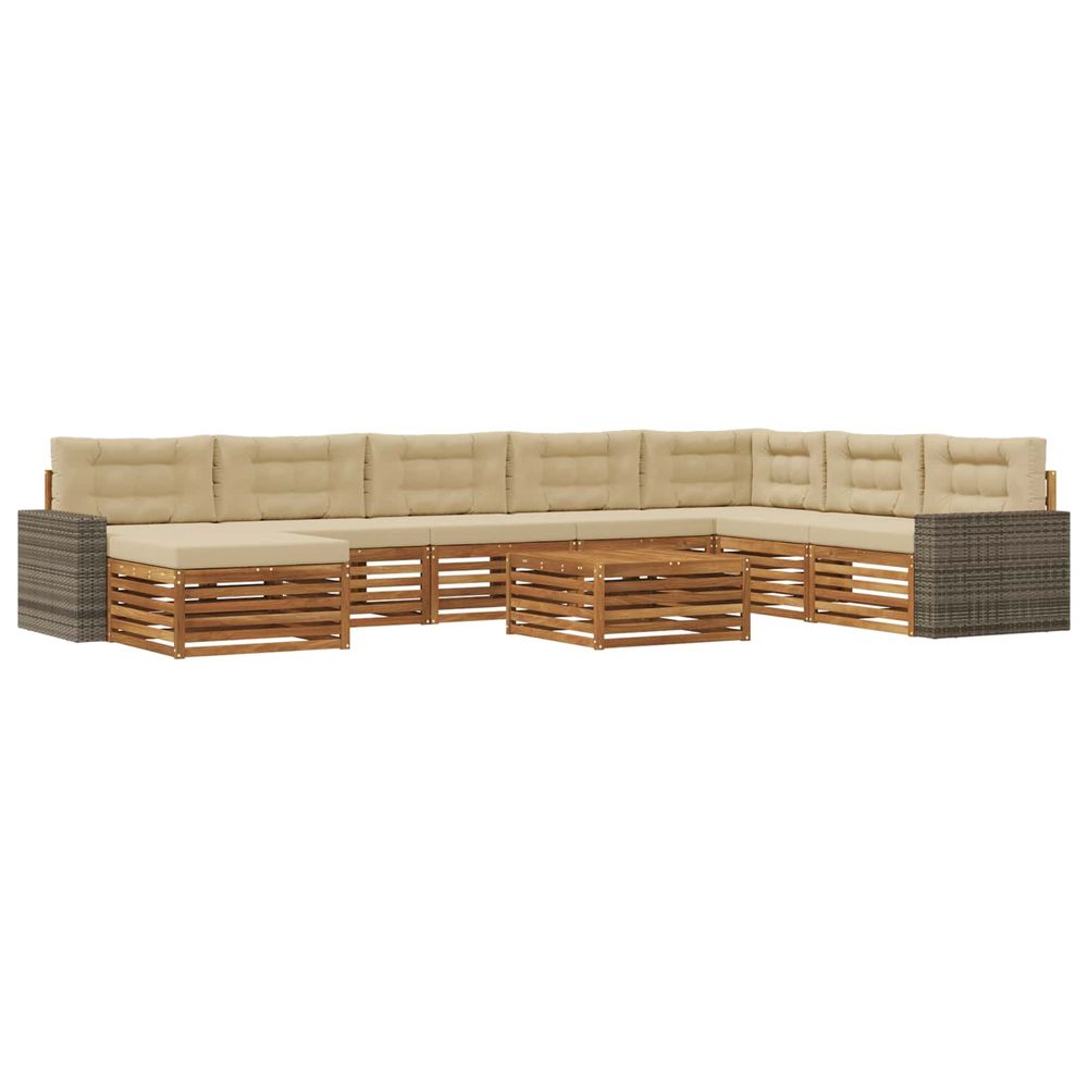 Ensemble de canapés d'extérieur 9 pc naturel et beige