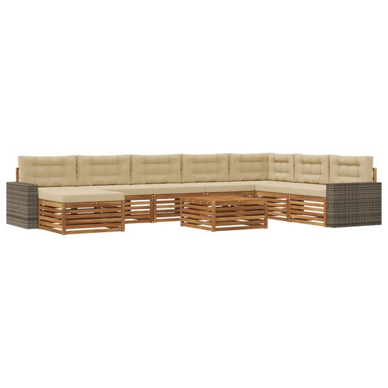 Ensemble de canapés d'extérieur 9 pc naturel et beige