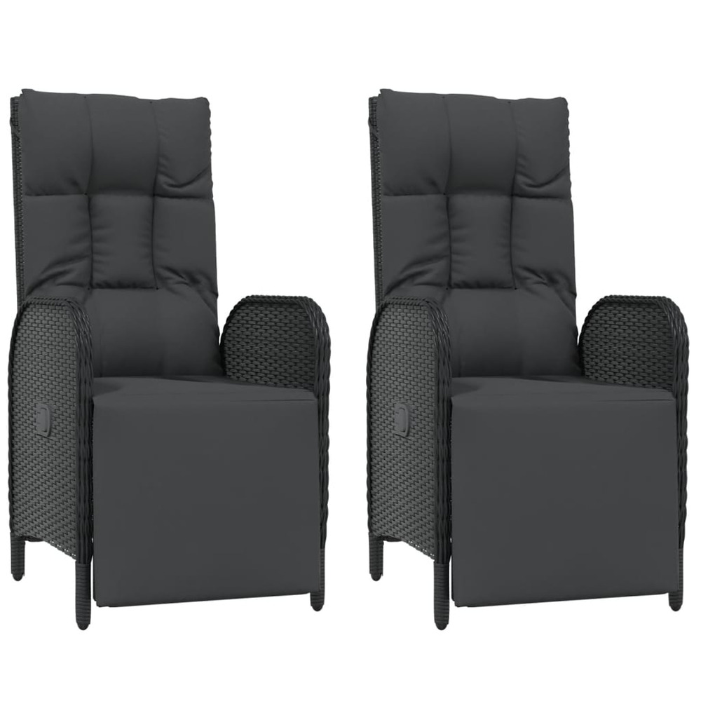 Chaises inclinables d'extérieur et coussins lot de 2 poly rotin