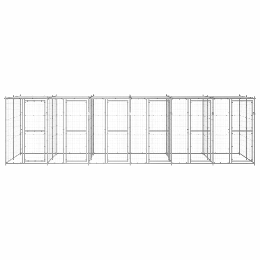 Chenil extérieur acier galvanisé avec toit 14,52 m²