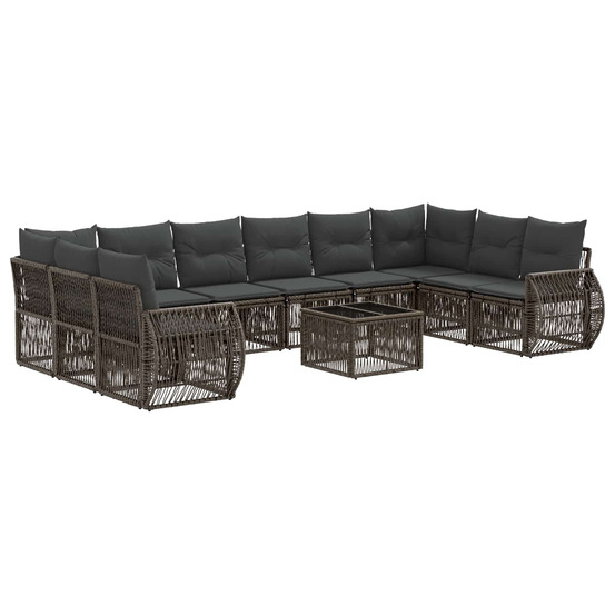 Ensemble de canapé de jardin 11 pcs gris et gris foncé
