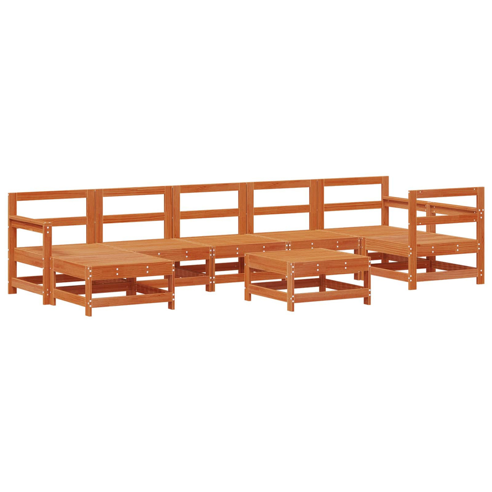 Ensemble de salon de jardin 8 pcs brun ciré pin massif