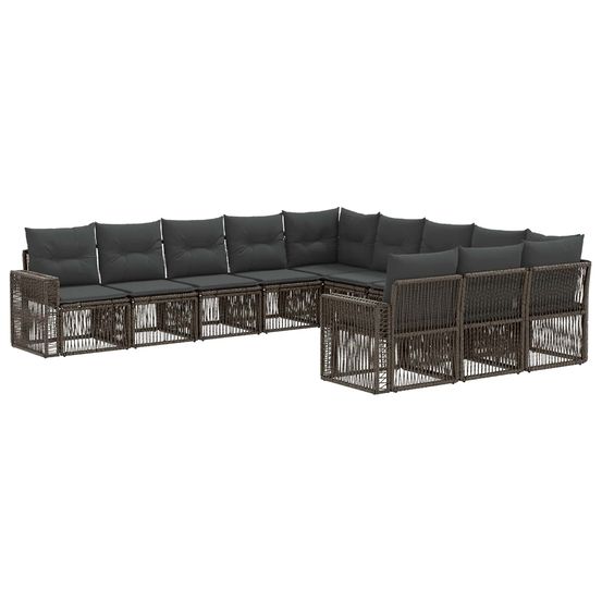 Ensemble de canapé de jardin 11 pc gris et gris foncé polyrotin