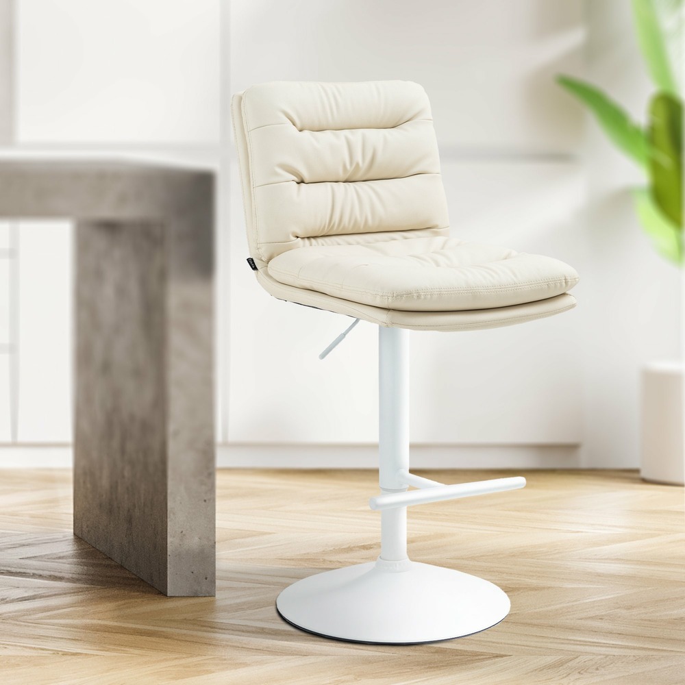 Tabouret de bar damar simili cuir blanc