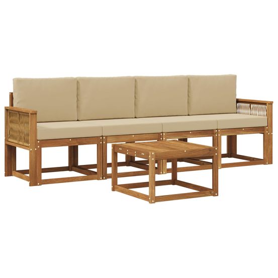 Ensemble de canapés d'extérieur 5 pc naturel et beige polyester