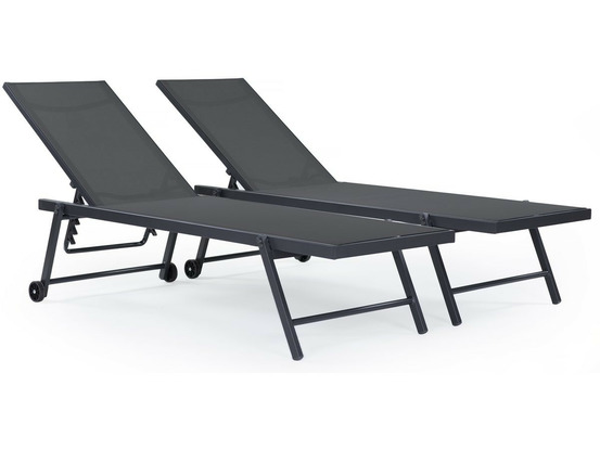 Lot de 2 bains de soleil textilène aluminium