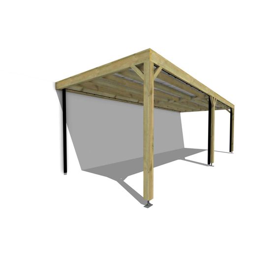Carport bois adossé 25 m² • 8 x 3 m • hauteur de passage 2,37 m • sens largeur • livraison comprise