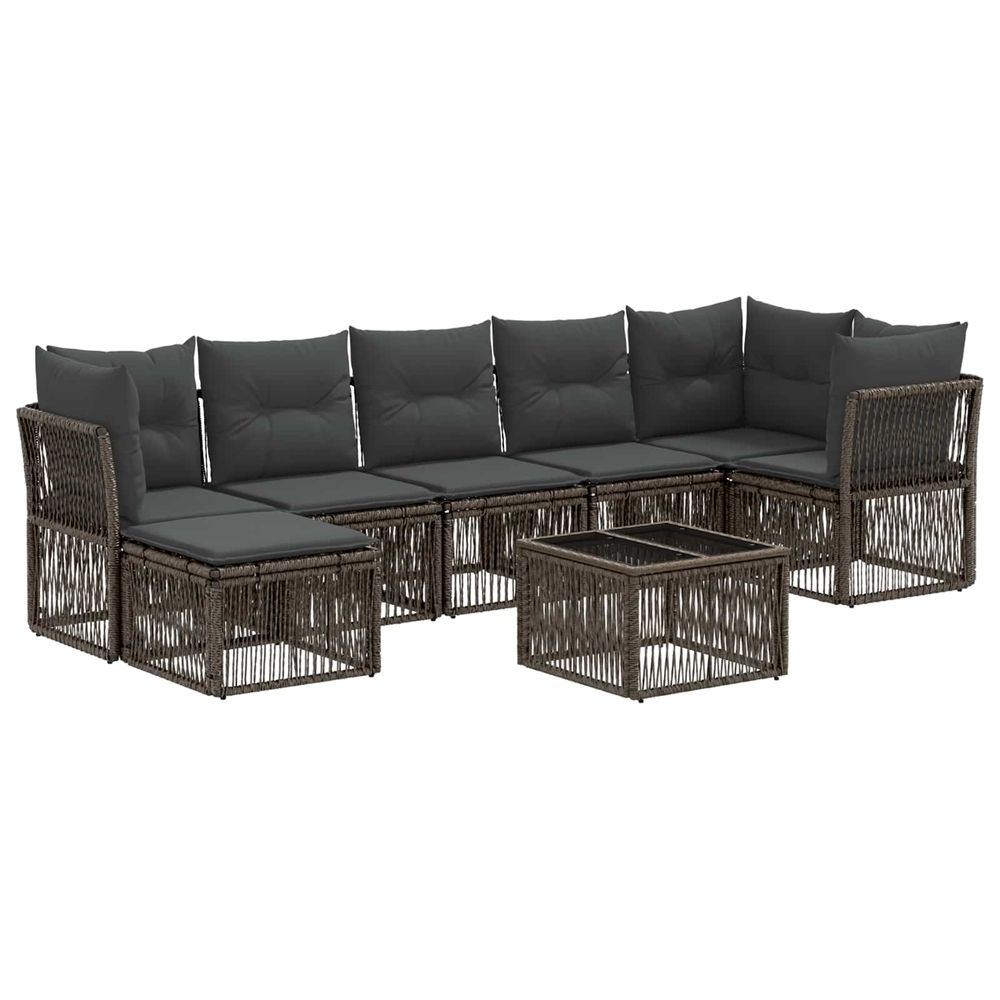 Ensemble de canapé de jardin 8 pc gris polyrotin