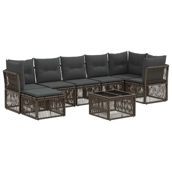 Ensemble de canapé de jardin 8 pc gris polyrotin