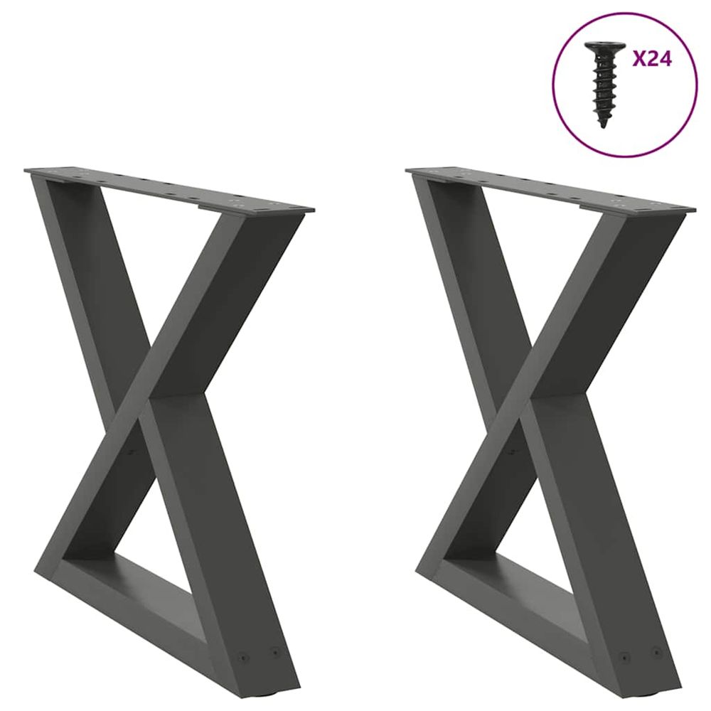 Pieds de table basse 2 pièces anthracite 50 x (42-43,3) cm acier