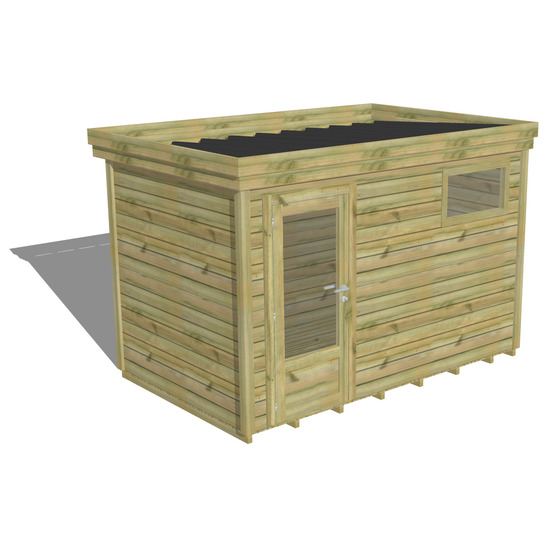 Abri de jardin bois pin traité autoclave 27mm - 3,44x2,14m / 7m2 - bac acier - plancher bois