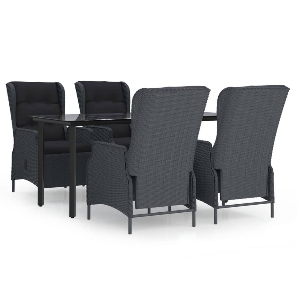 Ensemble à manger de jardin 5 pcs gris foncé résine tressée