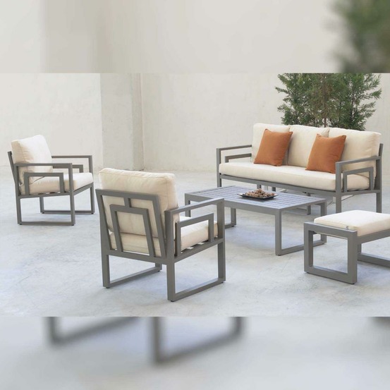 Salon de jardin détente en aluminium 5 places senia sans repose-pieds