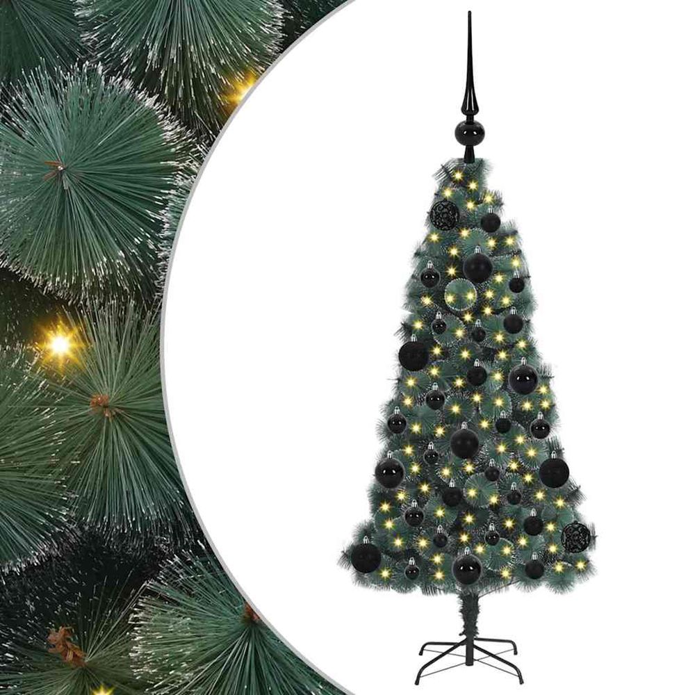 Sapin de noël artificiel pré-éclairé avec set de boules vert