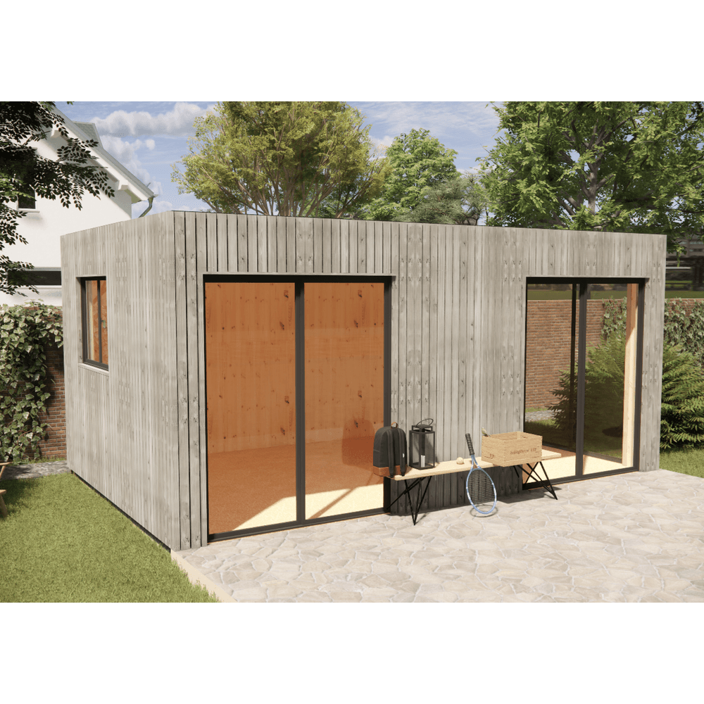 Studio de jardin re2020 en bois 5,5 x 3,5 x 2,7 m / isolation re2020 / menuiseries alu k-line