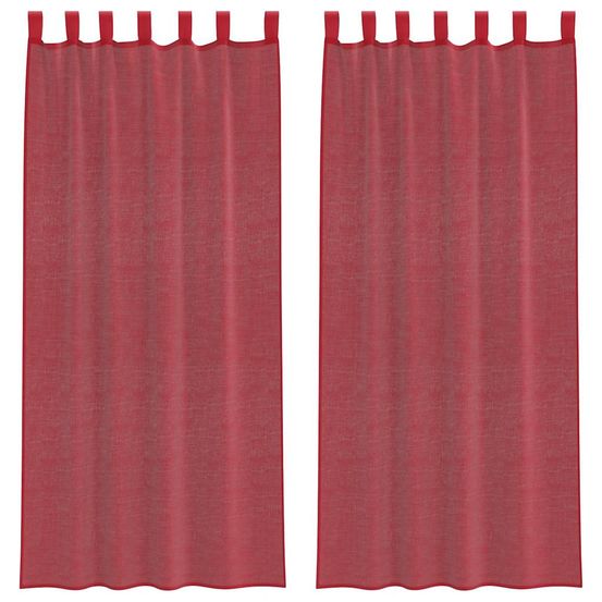 Rideaux en voile avec passe-tringles 2 pcs rouge bordeaux