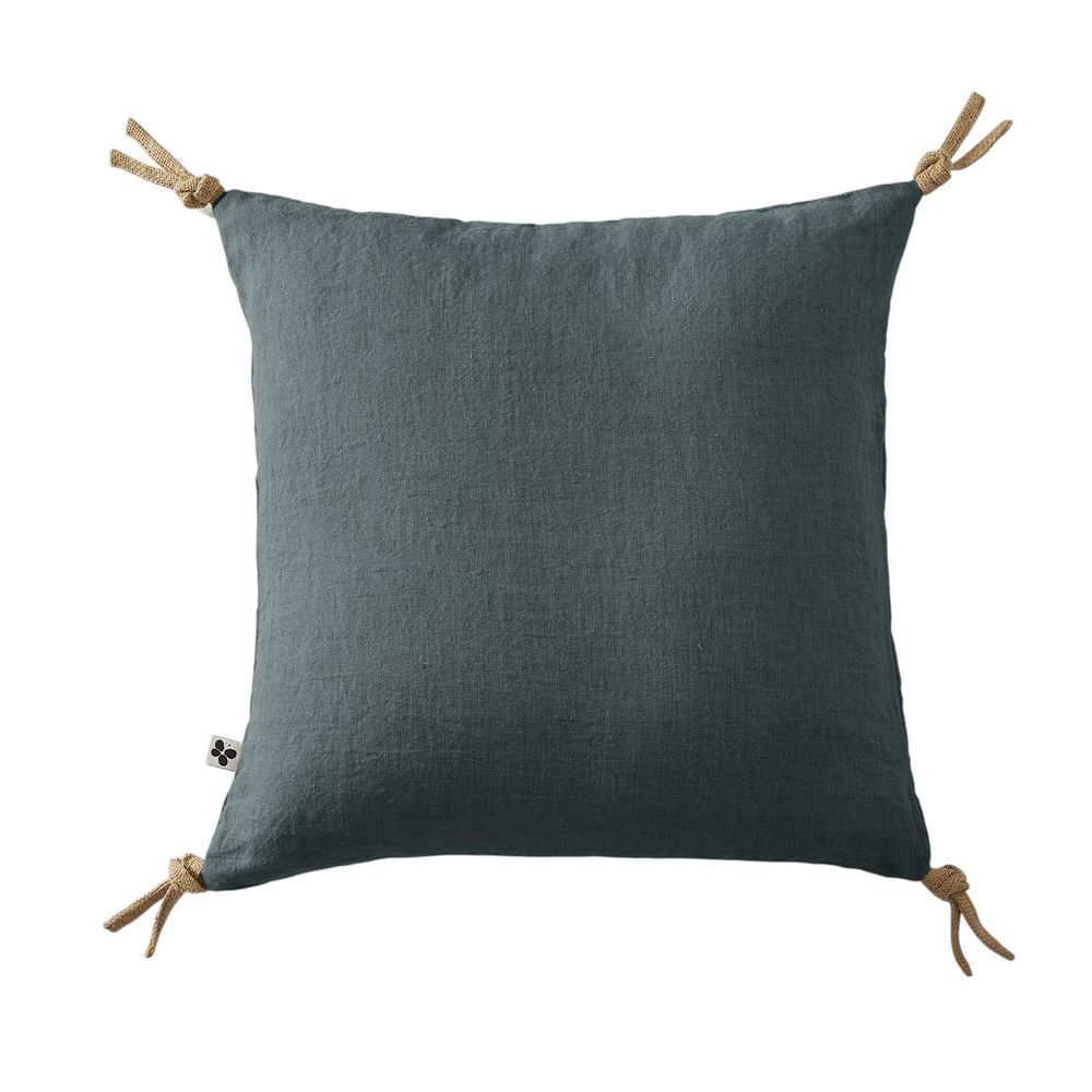 Coussin pompons lin lave collection soline