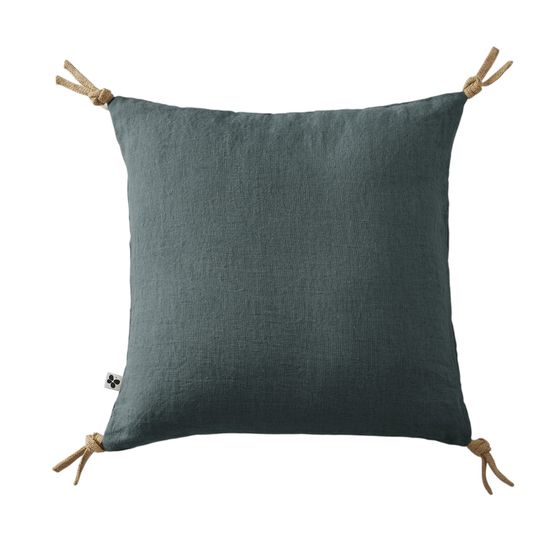 Coussin pompons lin lave collection soline