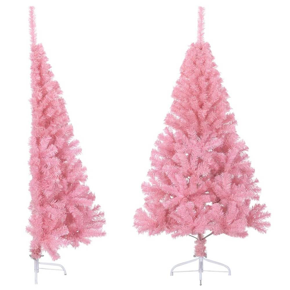 Demi sapin de noël artificiel avec support rose 150 cm pvc