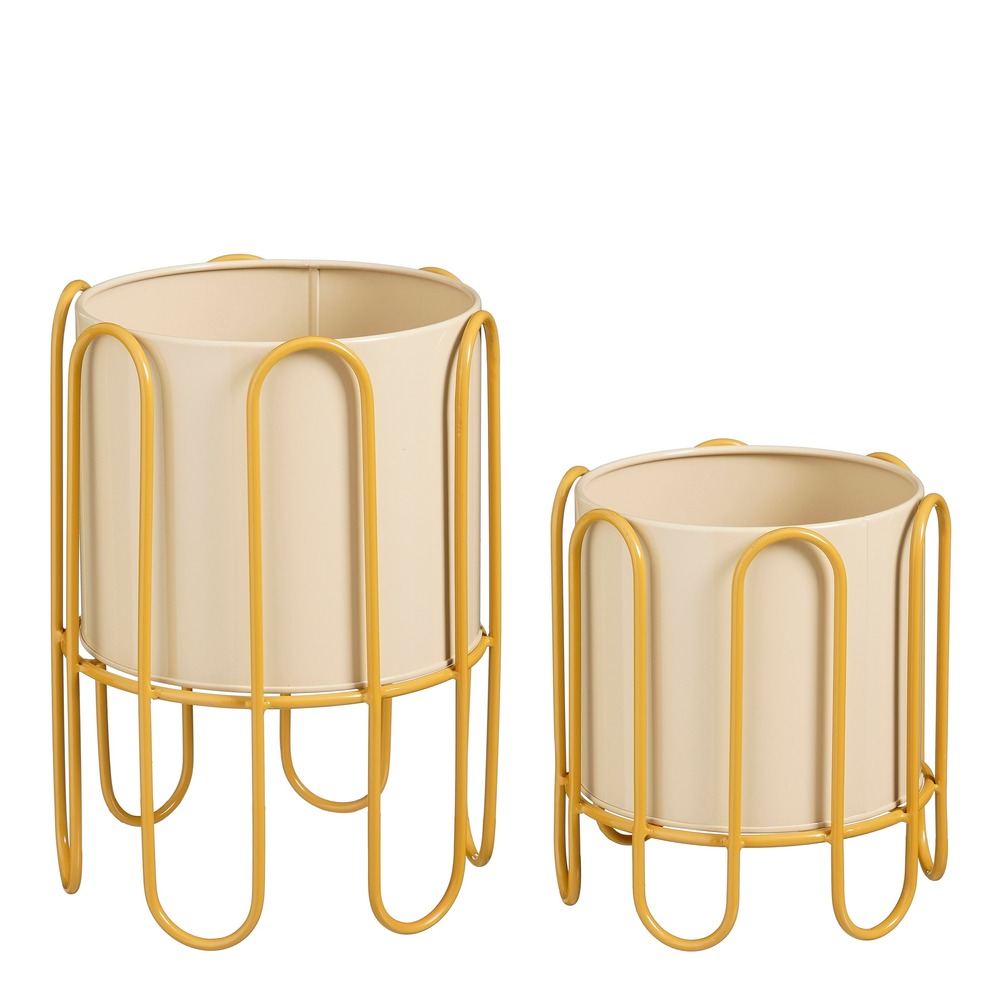 Mica decorations dione pot plante – lot de 2 – pot de fleur interieur pour fleurs et plantes intérieur – métal – marron