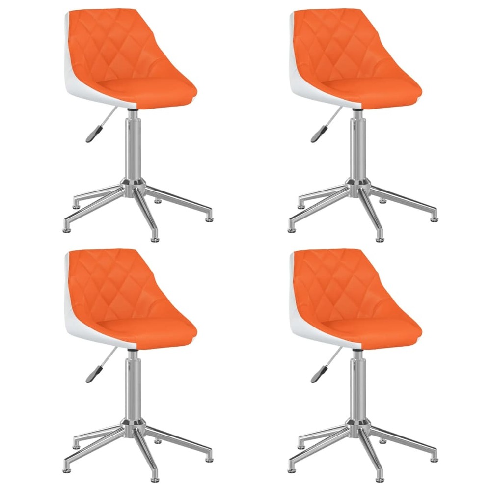 Chaises à dîner pivotantes 4 pcs orange et blanc similicuir
